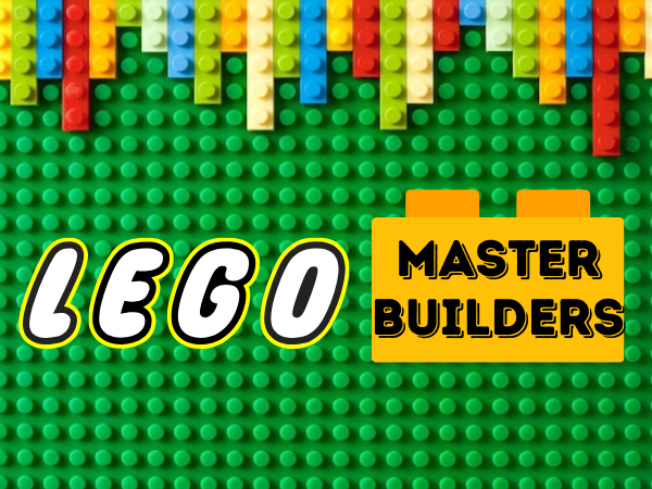 Lego Master Builders. Lego board and bricks.